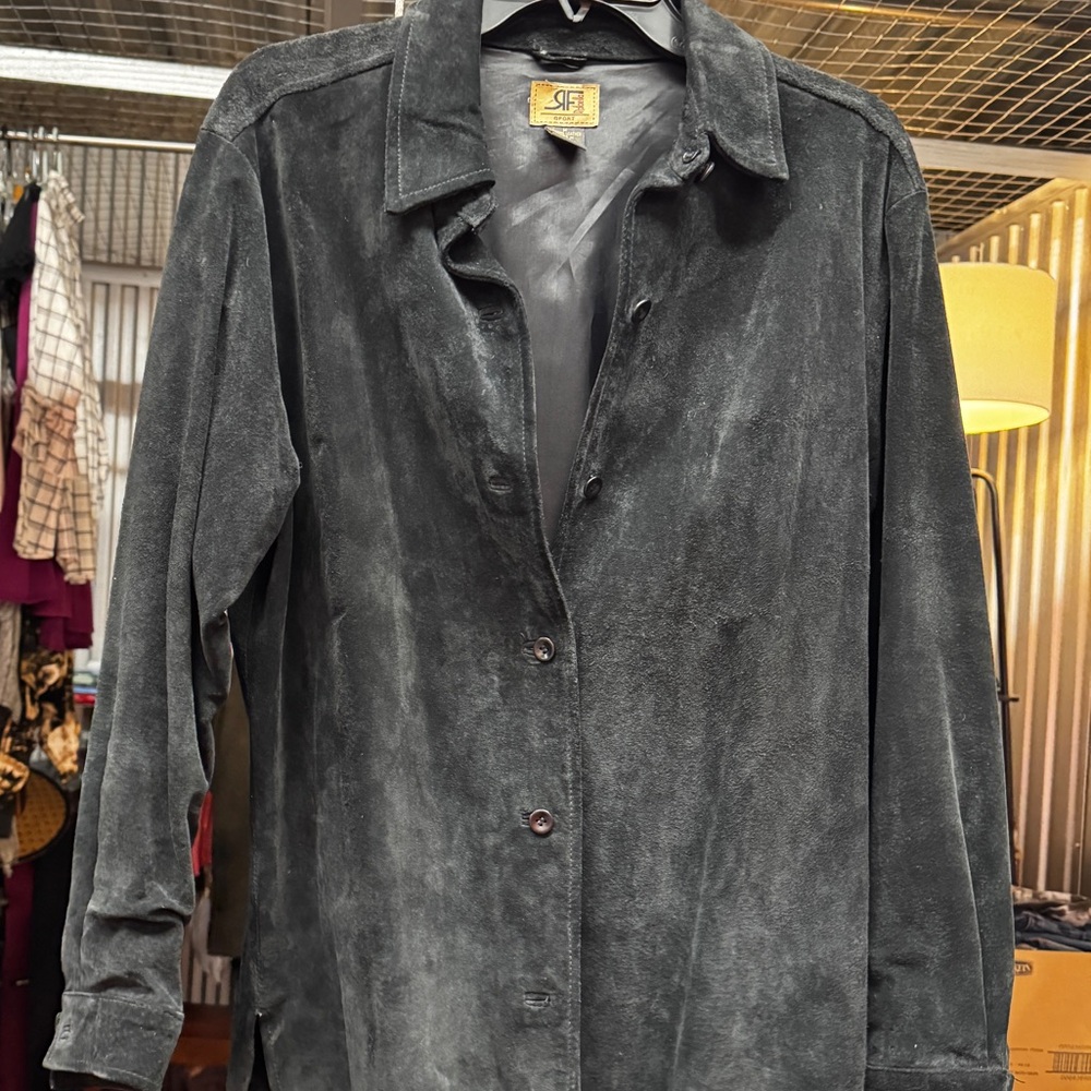 Black Suede Button Up Layer